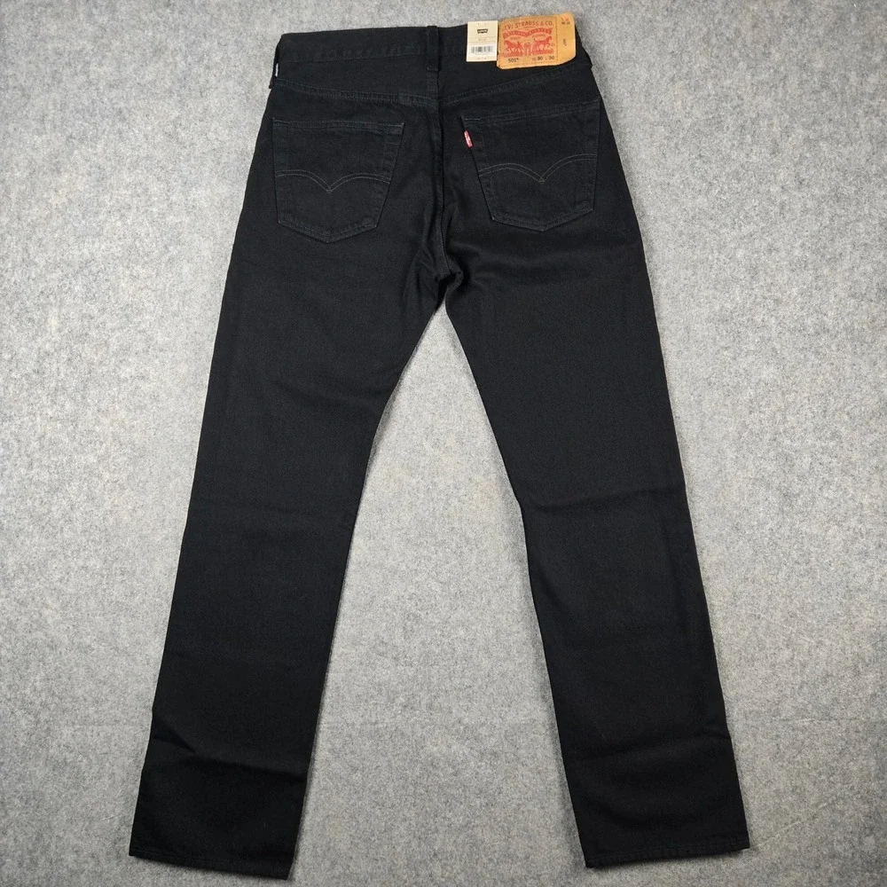 Levis 501 Original Jeans Mens 30x30 Black Denim Straight Leg Button Fly NEW